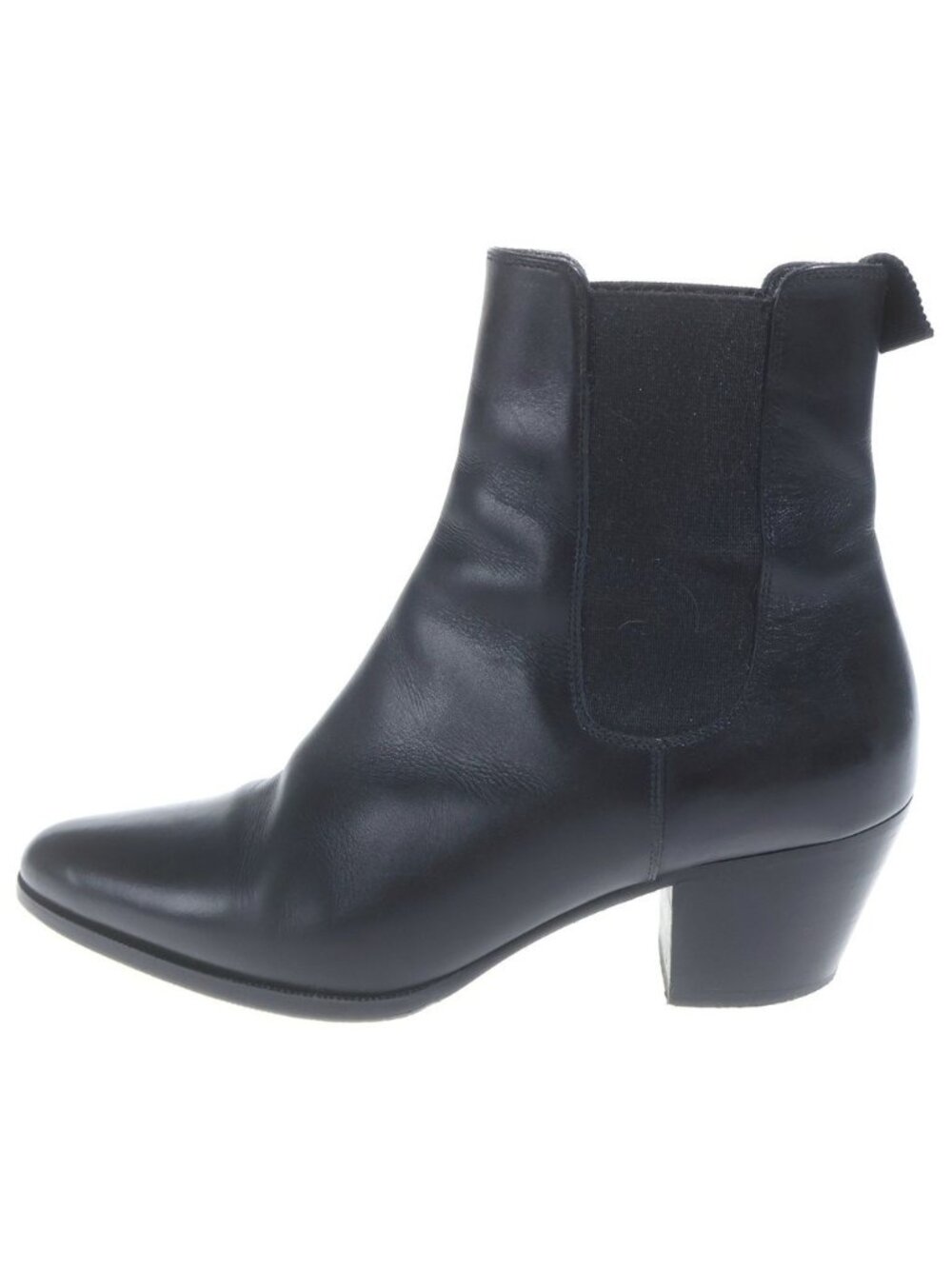 Celine Side Gore Leather Chelsea Heels Boots Black